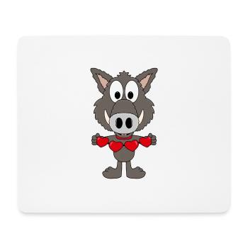 WILDSCHWEIN - HERZEN - LIEBE - LOVE - TIER - Mousepad (Querformat) - Weiß - Vorne
