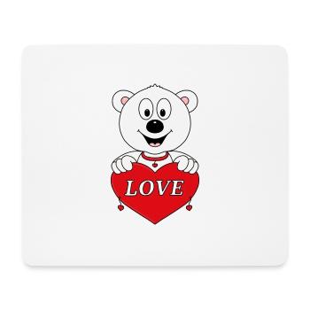 EISBÄR - LIEBE - LOVE - HERZ - TIER - TIERISCH - Mousepad (Querformat) - Weiß - Vorne