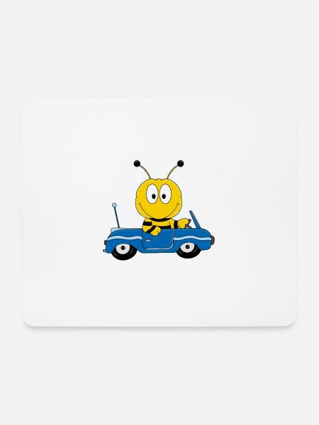 BIENE - AUTO - AUTOFAHRER - CABRIO - TIERISCH - Mousepad (Querformat) - Weiß