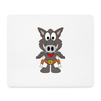 WILDSCHWEIN - COWBOY - WESTERN - TIER - Mousepad (Querformat) - Weiß - Vorne
