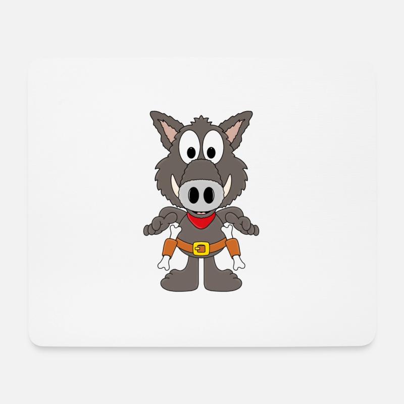 WILDSCHWEIN - COWBOY - WESTERN - TIER - Mousepad (Querformat) - Weiß