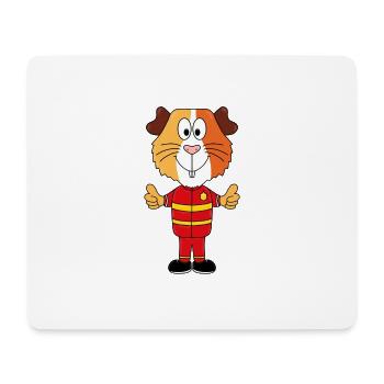 MEERSCHWEINCHEN - FEUERWEHRMANN - FEUERWEHR - TIER - Mousepad (Querformat) - Weiß - Vorne