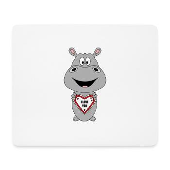 NILPFERD - FLUSSPFERD - HIPPO - I LOVE YOU - Mousepad (Querformat) - Weiß - Vorne