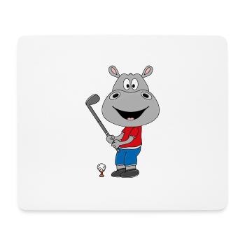 GOLF - GOLFER - GOLFSPIELER - NILPFERD - HIPPO - Mousepad (Querformat) - Weiß - Vorne