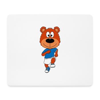 TEDDY - BÄR - TEDDYBÄR - LAUFEN - JOGGEN - SPORT - Mousepad (Querformat) - Weiß - Vorne