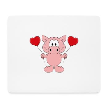 SCHWEIN - LUFTBALLONS - HERZEN - LIEBE - LOVE - Mousepad (Querformat) - Weiß - Vorne