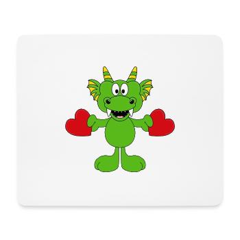DRACHE - LIEBE - LOVE - HERZEN - VERLIEBT - BABY - Mousepad (Querformat) - Weiß - Vorne