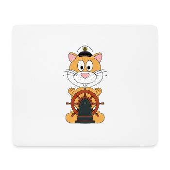 HAMSTER - KAPITÄN - MEER - SEE - SEEFAHRER - BOOT - Mousepad (Querformat) - Weiß - Vorne