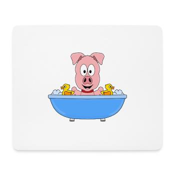 SCHWEIN - BADEWANNE - TIER - KIND - BABY - FUN - Mousepad (Querformat) - Weiß - Vorne
