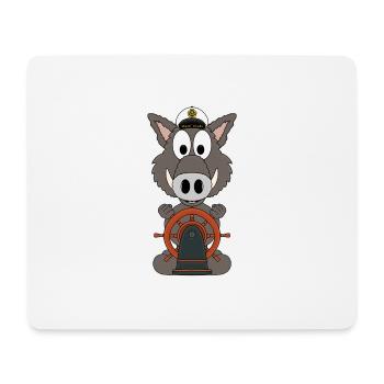 WILDSCHWEIN - KAPITÄN - MEER - SEE - TIER - BOOT - Mousepad (Querformat) - Weiß - Vorne