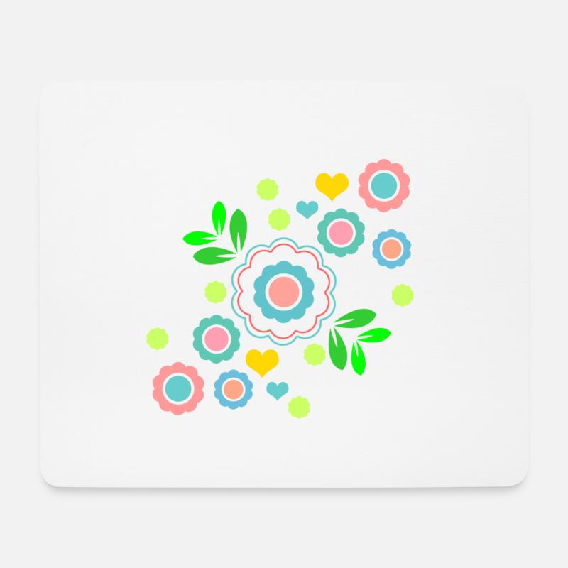 Flower Hippie buntes Blumenmuster - Mousepad (Querformat) - Weiß