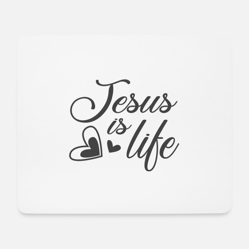 Christliches Design Jesus ist Leben - Mousepad (Querformat) - Weiß