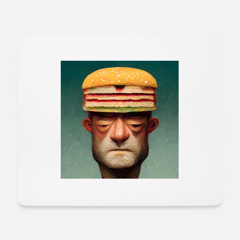 A burger in the head - Mouse Pad (horizontal) - white