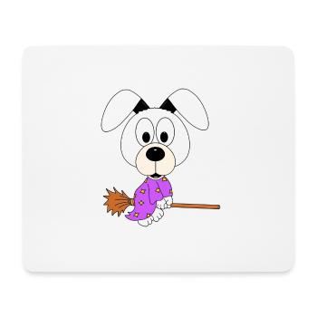 HUND - HEXENBESEN - HEXE - HALLOWEEN - TIER - FUN - Mousepad (Querformat) - Weiß - Vorne