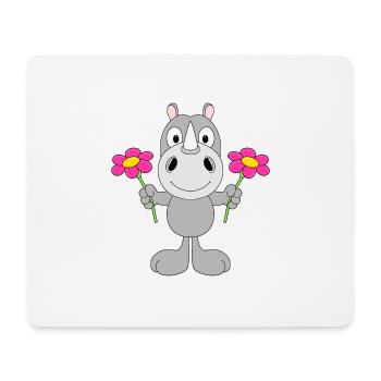 NASHORN - BLUMEN - TIER - GESCHENK - LIEBE - BABY - Mousepad (Querformat) - Weiß - Vorne