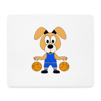 HUND - BASKETBALL - SPORT - TIER - KIND - BABY - Mousepad (Querformat) - Weiß - Vorne