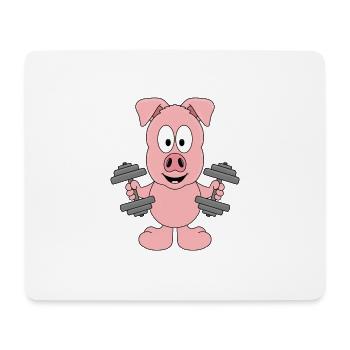 SCHWEIN - FITNESS - SPORT - HANTELN - GEWICHTHEBEN - Mousepad (Querformat) - Weiß - Vorne