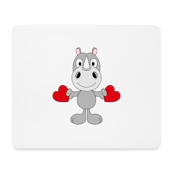 LIEBE - LOVE - NASHORN - TIER - KIND - BABY - FUN - Mousepad (Querformat) - Weiß - Vorne