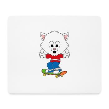 SKATEBOARD - KATZE - SPORT - TIER - KIND - BABY - Mousepad (Querformat) - Weiß - Vorne