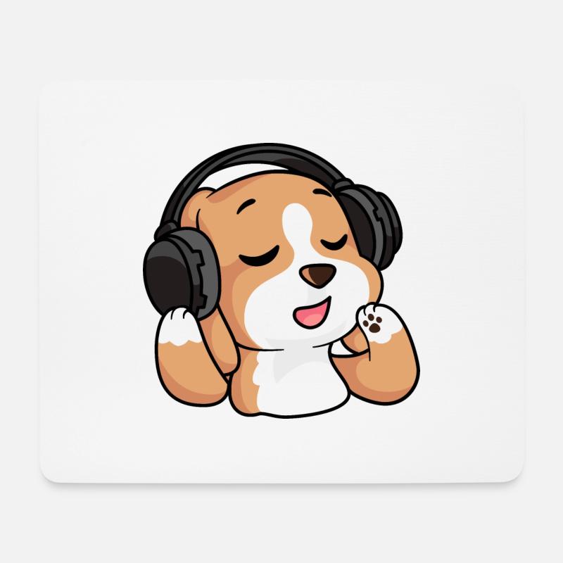 Der singende Beagle - Mousepad (Querformat) - Weiß