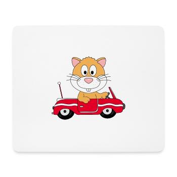 HAMSTER - AUTO - TIER - KIND - BABY - TIERISCH - Mousepad (Querformat) - Weiß - Vorne