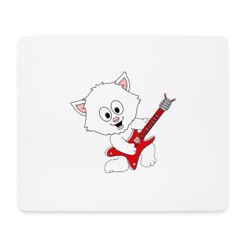 GITARRE - MUSIK - KATZE - TIER - KIND - BABY - Mousepad (Querformat) - Weiß - Vorne