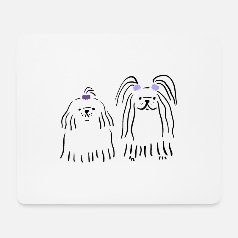 Chiens mignons avec arc - Tapis de souris (format paysage) - blanc