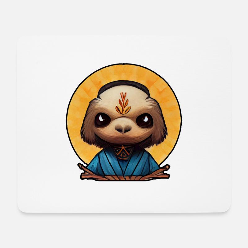 Buddhist monk as a sloth - Mouse Pad (horizontal) - white