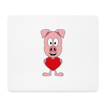 SCHWEIN - LIEBE - HERZ - BAUERNHOF - TIER - LOVE - Mousepad (Querformat) - Weiß - Vorne