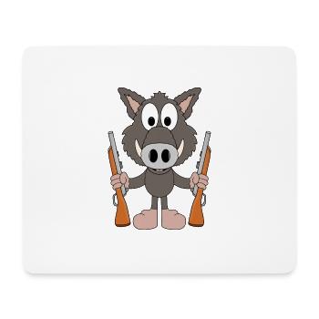 WILDSCHWEIN - JÄGER - JAGD - TIER - GEWEHR - Mousepad (Querformat) - Weiß - Vorne
