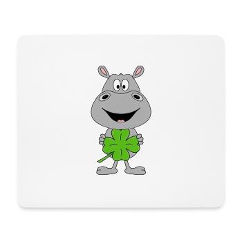 FLUSSPFERD - NILPFERD - HIPPO - KLEEBLATT - GLÜCK - Mousepad (Querformat) - Weiß - Vorne