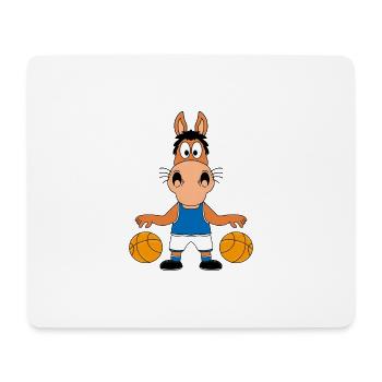 BASKETBALL - SPORT - PFERD - PONY - TIERISCH - FUN - Mousepad (Querformat) - Weiß - Vorne