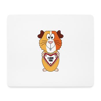 HERZ - LIEBE - I LOVE YOU - MEERSCHWEINCHEN - TIER - Mousepad (Querformat) - Weiß - Vorne