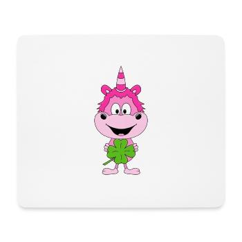 EINHORN - KLEEBLATT - GLÜCK - GLÜCKSBRINGER - PONY - Mousepad (Querformat) - Weiß - Vorne