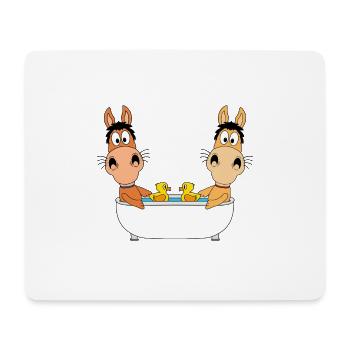 PONYS - PFERDE - BADEWANNE - TIERE - TIERISCH - Mousepad (Querformat) - Weiß - Vorne