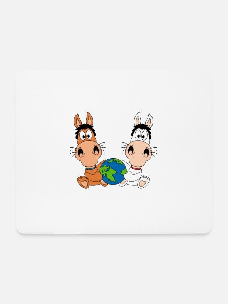 PFERDE - PONYS - ERDE - WELT - PLANET - TIERE - Mousepad (Querformat) - Weiß