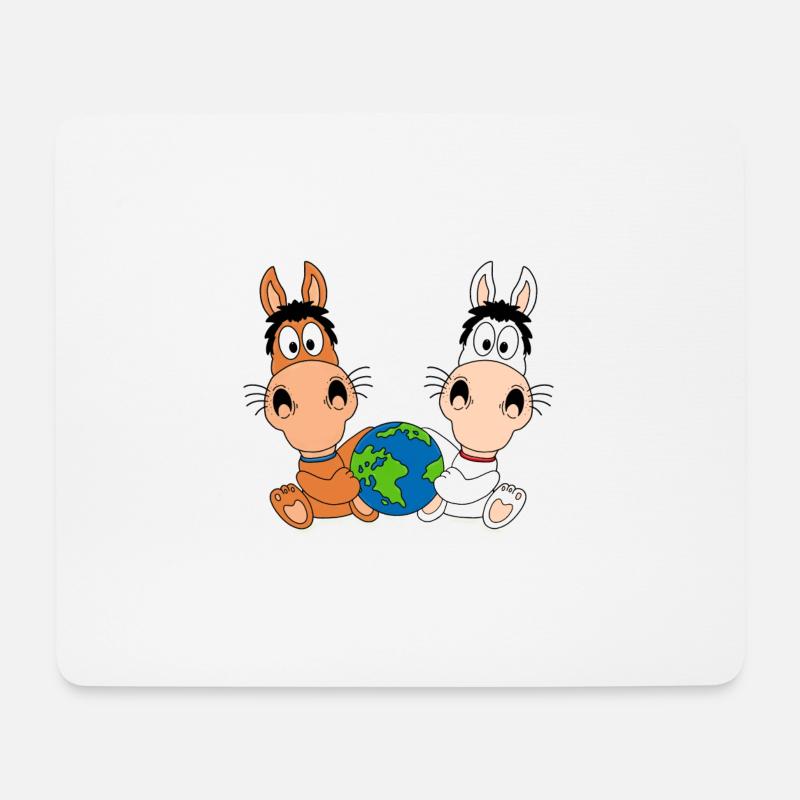 PFERDE - PONYS - ERDE - WELT - PLANET - TIERE - Mousepad (Querformat) - Weiß