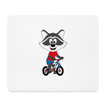 FAHRRADFAHRER - WASCHBÄR - TIERISCH - FAHRRAD - Mousepad (Querformat) - Weiß - Vorne