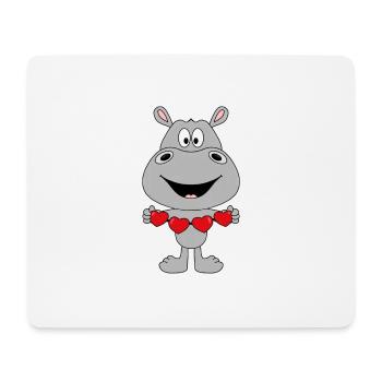 FLUSSPFERD - HIPPO - NILPFERD - LIEBE - LOVE - Mousepad (Querformat) - Weiß - Vorne