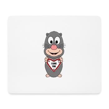 MAULWURF - I LOVE YOU - HERZ - LIEBE - LOVE - TIER - Mousepad (Querformat) - Weiß - Vorne
