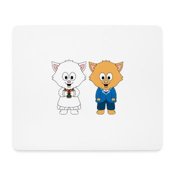 HOCHZEIT - KATZEN - HEIRATEN - BRAUTPAAR - LIEBE - Mousepad (Querformat) - Weiß - Vorne