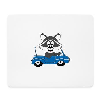 AUTO - WASCHBÄR - AUTOFAHRER - TIER - TIERISCH - Mousepad (Querformat) - Weiß - Vorne