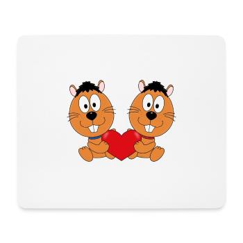 BIBER - OTTER - TIERISCH - VERLIEBT - LIEBE - LOVE - Mousepad (Querformat) - Weiß - Vorne