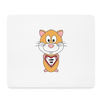 HAMSTER - LIEBE - HERZ - I LOVE YOU - VERLIEBT - Mousepad (Querformat) - Weiß - Vorne