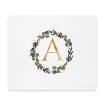 Customizable Monogram A Wreath - Mouse Pad (horizontal) - white - Front