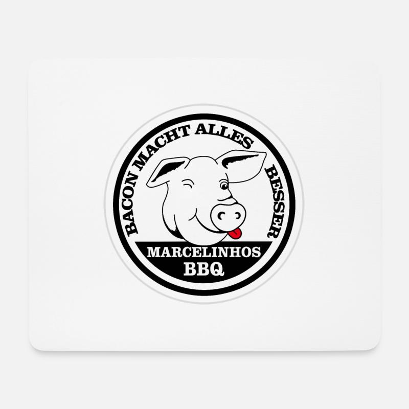 Marcelinhos BBQ Logo - Mousepad (Querformat) - Weiß