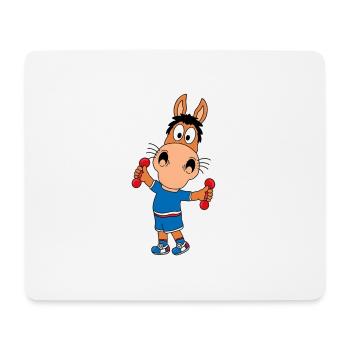 PFERD - PONY - HANTELN - FITNESS - SPORT - TIER - Mousepad (Querformat) - Weiß - Vorne