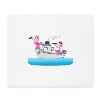 FLAMINGOS - BOOT - SCHIFF - LIEBE - SEEFAHRER - Mousepad (Querformat) - Weiß - Vorne