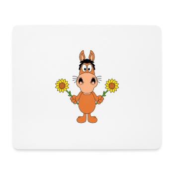 PFERD - PONY - SONNENBLUMEN - BLUMEN - LIEBE - Mousepad (Querformat) - Weiß - Vorne