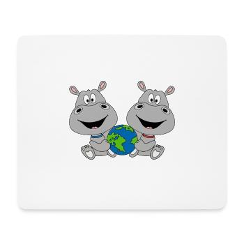 NILPFERDE - WELT - ERDE - PLANET - LIEBE - HIPPOS - Mousepad (Querformat) - Weiß - Vorne
